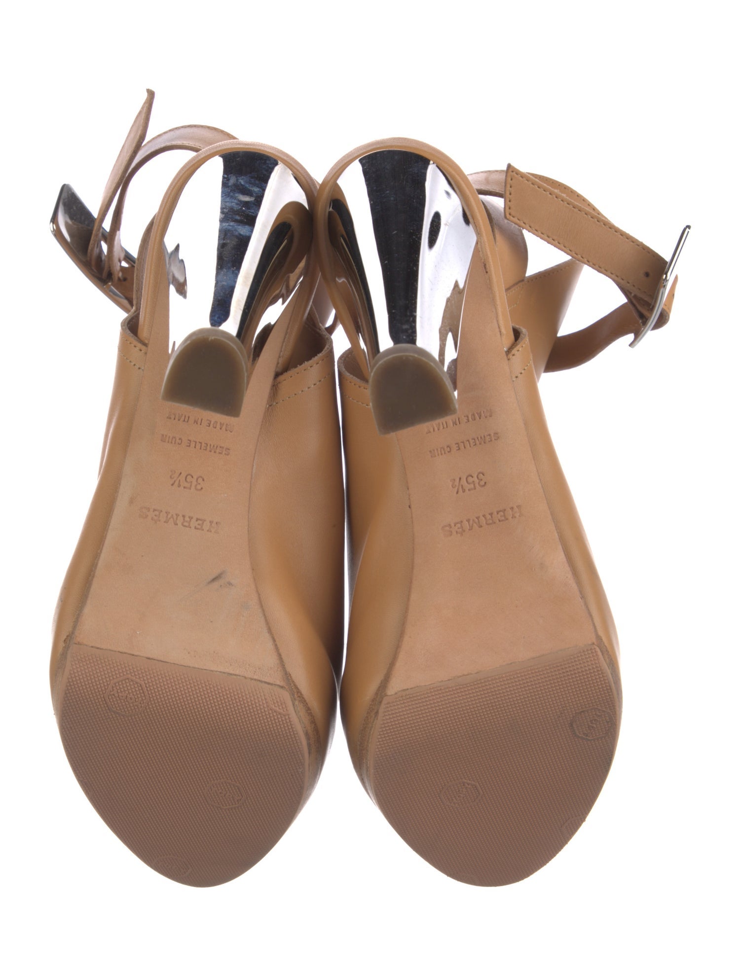 Hermès Leather Cutout Accent Slingback Pumps